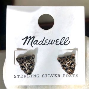 Madewell Black Cat Brass Small Earrings Stud Post